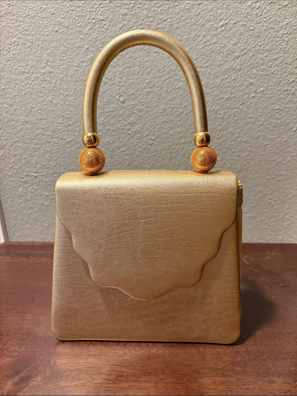 Gold Structured Top-Handle Women's Bag
